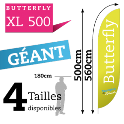 prix beachflag geant 5 mètres pas cher Butterfly XL 500