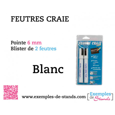 Lot de 2feutres craies coloris blancs