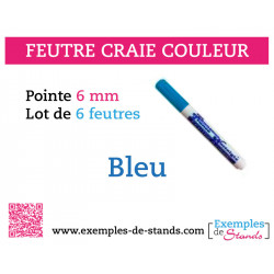 Lot de 6 feutres craies couleurs bleu