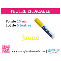 6 feutres craies couleur jaune mine 15mm