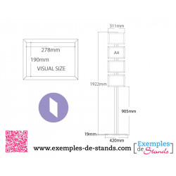 Quadruple porte-affiche A4 simple ou double face sur pied