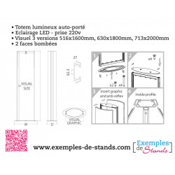 Totem lunimeux intérieur auto-porté 2 faces