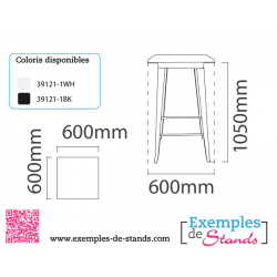 Mange debout table haute plateau bois carré 4 pieds laqués noir ou blanc