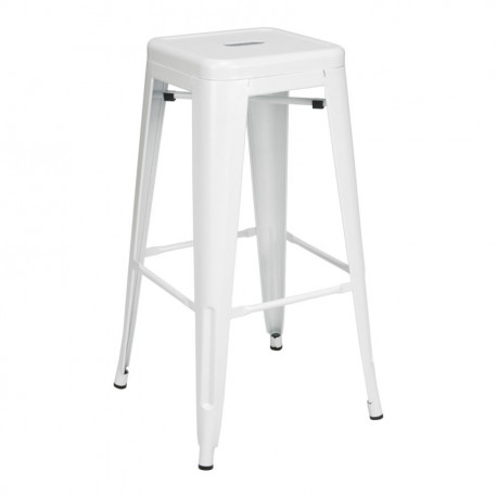 Tabouret de bar en métal laqué noir ou blanc