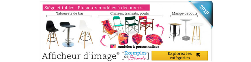 Fournisseur mobilier assise et tables pour stand et foire expo