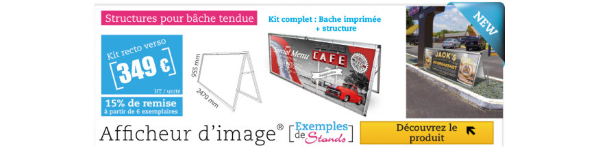 Structure et porte bâche extérieur pour stade événementiel