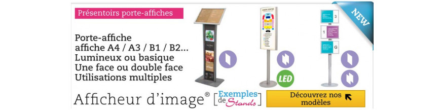 Porte affiche A4 - A3 - B1 - B2 simple ou double face avec ou sans LED