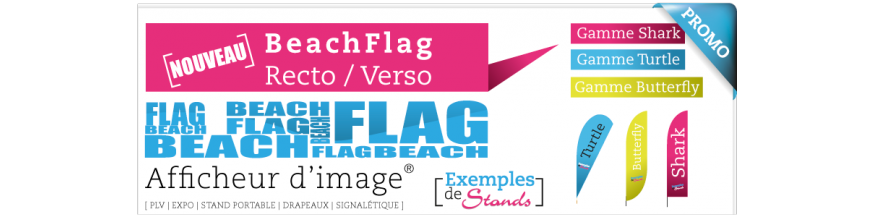 Drapeau publicitaire sur pied - beach flag pas cher