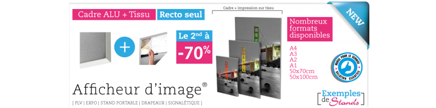 Cadre aluminium brossé visuel en tissu imprimé intercheangeable recto