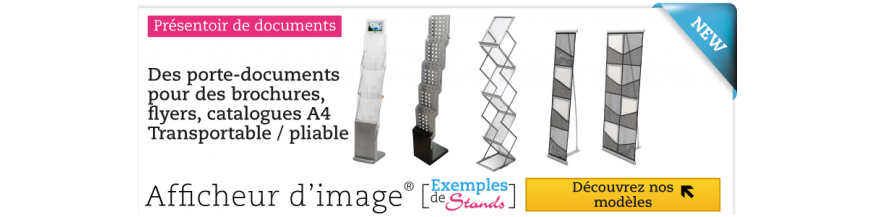 Présentoir et porte document pliable pour stand